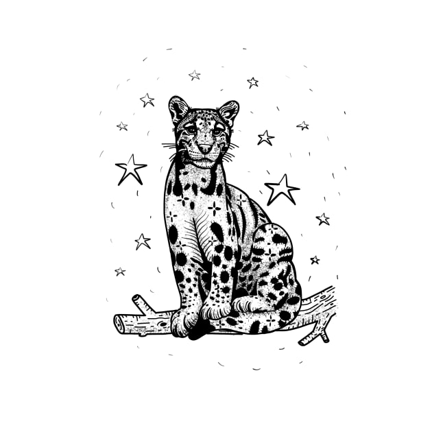 Clouded Leopard blackwork flash design by VEROfojt