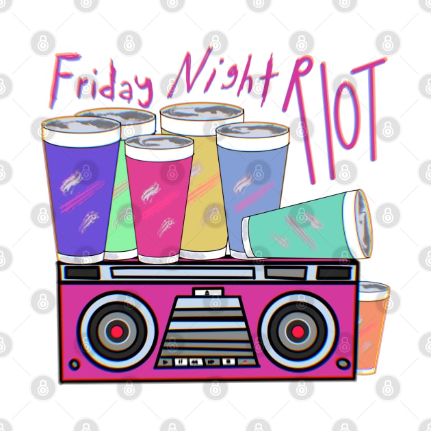 Friday Night Riot - boombox and party cups by The Scene