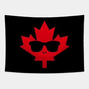 Cool Canada Day Maple Leaf with Sunglasses (Red) Tapestry