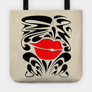 Red Decorative Funky lips Tote