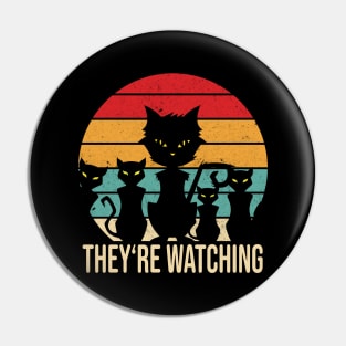 Funny Cats Watching vintage retro Cat Pin