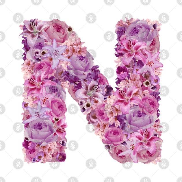 Pink Floral Letter N by HayleyLaurenDesign