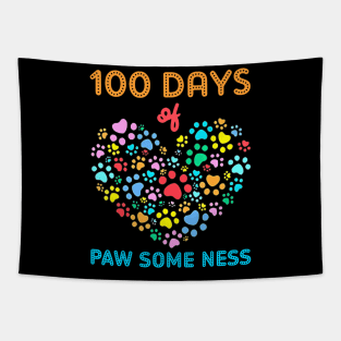 100 Days Of Paw Some Ness Dog Paw 100 Days Of School Teacher Tapestry