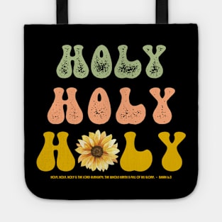 Retro Christian Sunflower Holy Design References Isaiah 6:3 Tote