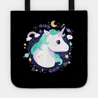 Cute unicorn with pastel color frame Tote