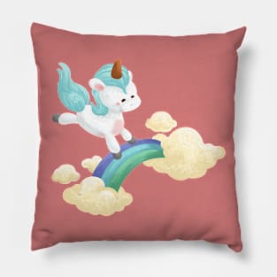 Unicorn Over The Rainbow Pillow