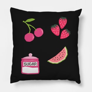 Y2k Coquette Berry Design Sticker Pack Pink Pillow