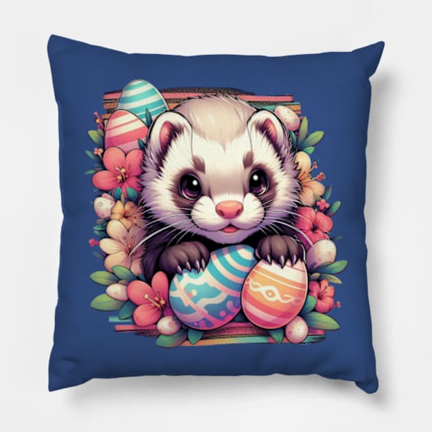 Ferociously Cute Easter Ferret Pillow by Malus Cattus