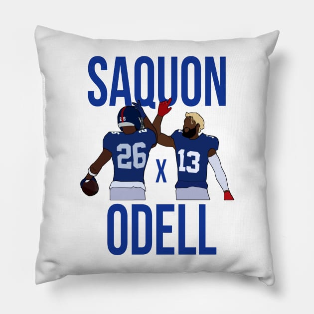 Saquon Barkley and Odell Beckham Jr 'Saquon x Odell' - New York Giants Pillow by xavierjfong