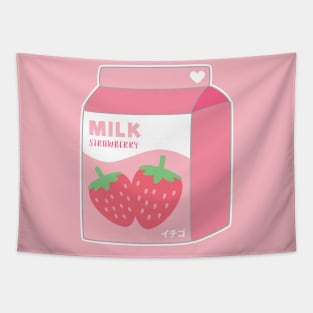 Strawberry Milk Carton Kawaii Cute Strawberries Tapestry