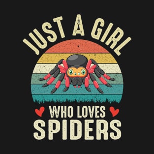 Just A Girl Who Loves Spiders Funny Spider Lover Retro T-Shirt