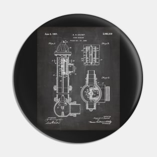 Fire Hydrant Patent - Fireman Fire House Art - Black Chalkboard Pin