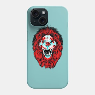 Lion Skull Interactive Red&Blue Filter T-Shirt #2 Phone Case