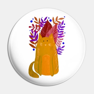 Cat and foliage - yellow and purple Pin