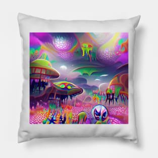 Psychedelic Alien Landscape Pillow