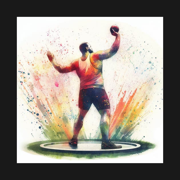 Artistic illustration of a shot-putter in track and field by WelshDesigns