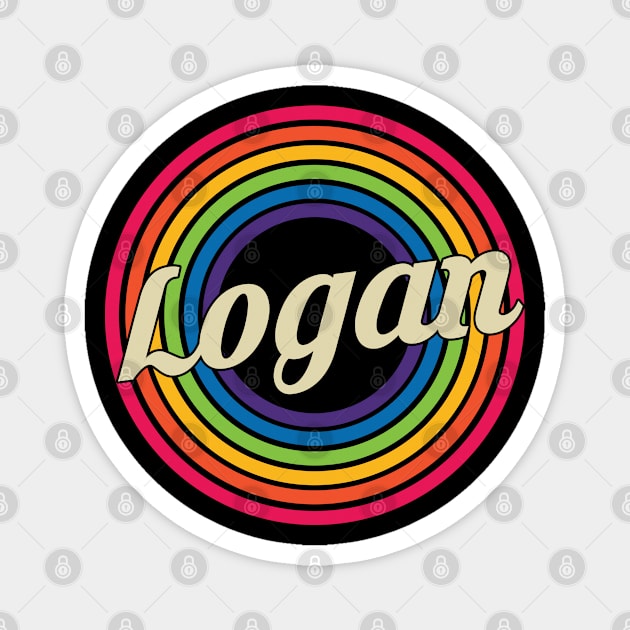 Logan - Retro Rainbow Style Magnet by MaydenArt