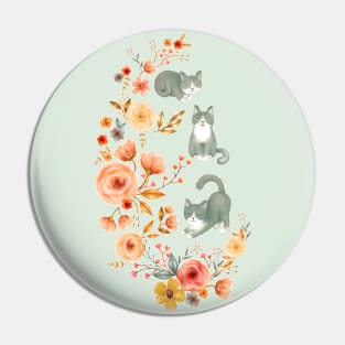 Fancy Felines with Flowers Pin