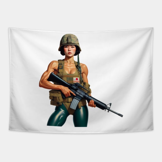 Tactical Girl Tapestry by Rawlifegraphic