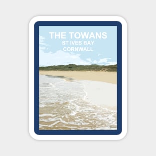 The Towans St Ives Bay Cornwall. Cornish gift Kernow Travel location poster, St Austell Magnet