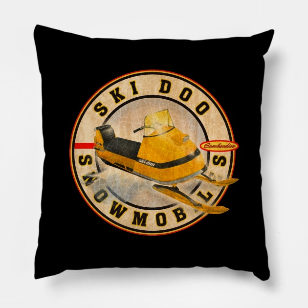 Ski Doo vintage Snowmobiles Pillow by Midcenturydave