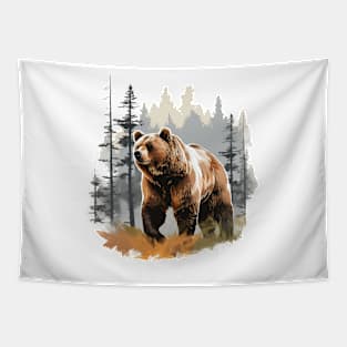 Watercolor Grizzly Bear Tapestry