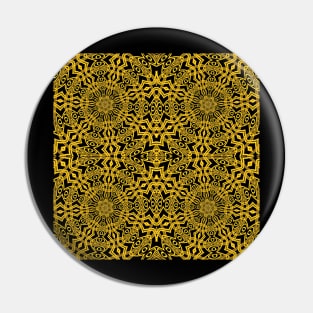 3-D Look Golden Kaleidoscopes Mandalas Pin