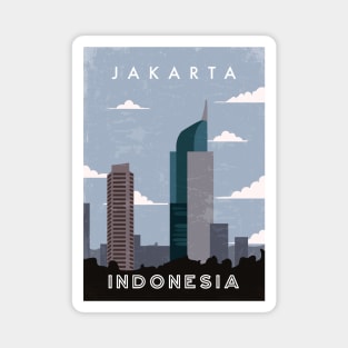 Jakarta, Indonesia. Retro travel poster Magnet