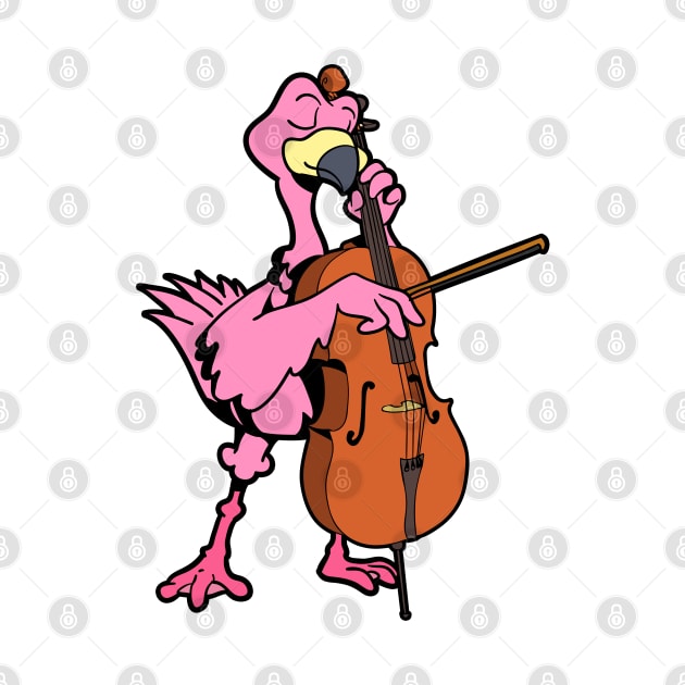 Comic Flamingo spielt Cello by Modern Medieval Design