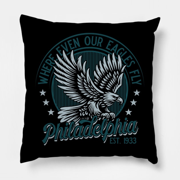 Philadelphia: where even our Eagles fly. v2 Pillow by Emma