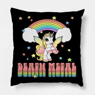 Death Metal Unicorn Rainbow Graphic Design #2 Pillow