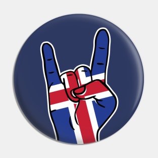 Rock On Iceland // Icelandic Flag Rock Hand Pin