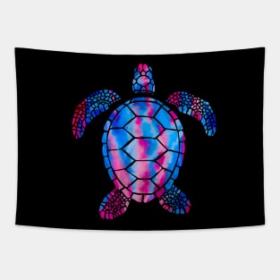 Red and Blue Watercolor Sea Turtle Tapestry