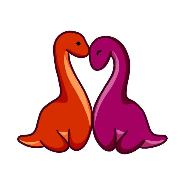 Cute dino couple, dinosaurs by hugadino