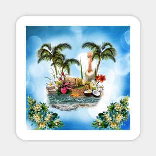 Wonderful pelican with flowers, tropical design Magnet