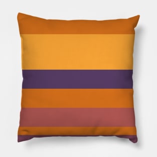 A cool commixture of Old Heliotrope, Dark Mauve, Giant'S Club, Brownish Orange and Mango stripes. Pillow