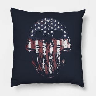 Painted American Flag Skull Pillow