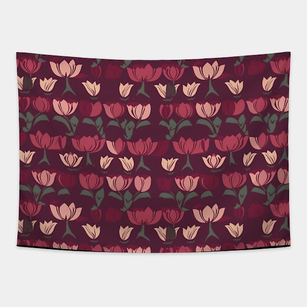 Tulips Flower Seamless Pattern V2 Tapestry by Family journey with God