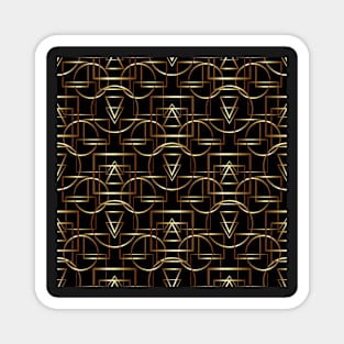 Golden geometric pattern on black background. Magnet