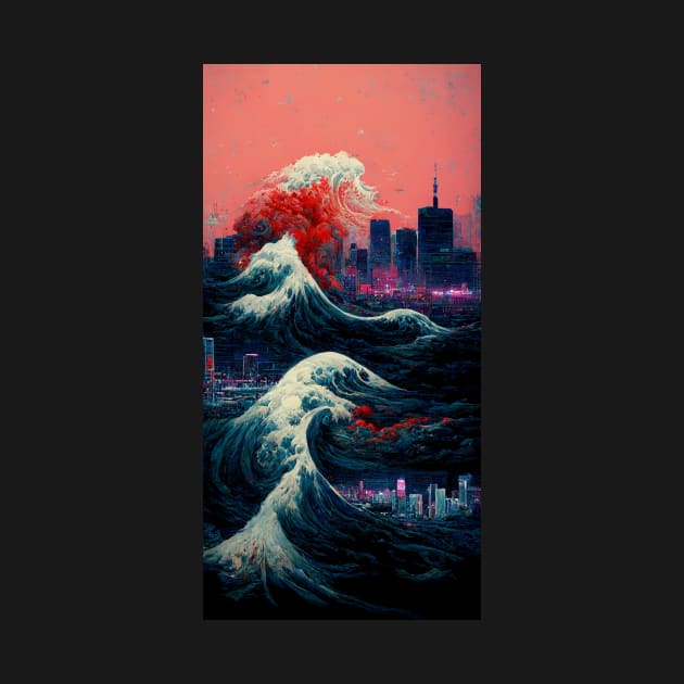 Great Wave Destroys Tokyo by DarkAgeArt