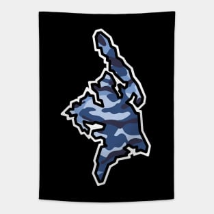 Cortes Island Silhouette in Blue Camouflage - Camo Pattern - Cortes Island Tapestry