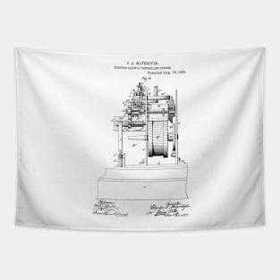 Electric Railway Controlling System Vintage Retro Patent Hand Drawing Tapestry