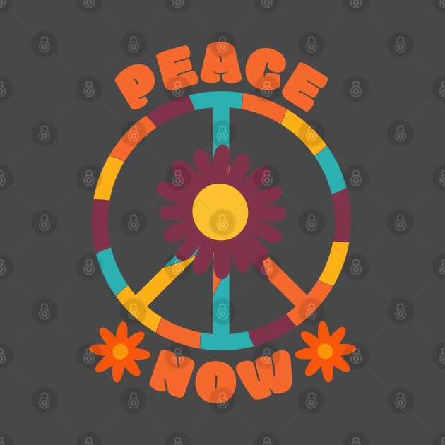 Hippie Peace Sign Retro Flowers by 2HivelysArt