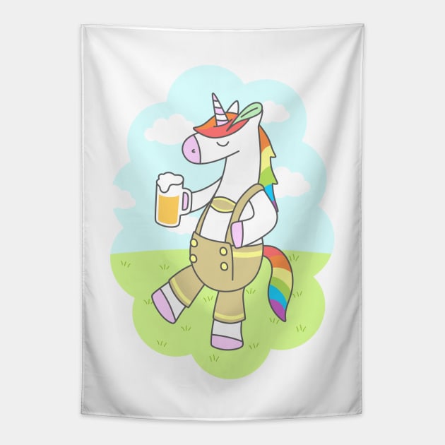 Unicorn Oktoberfest Tapestry by sombrasblancas