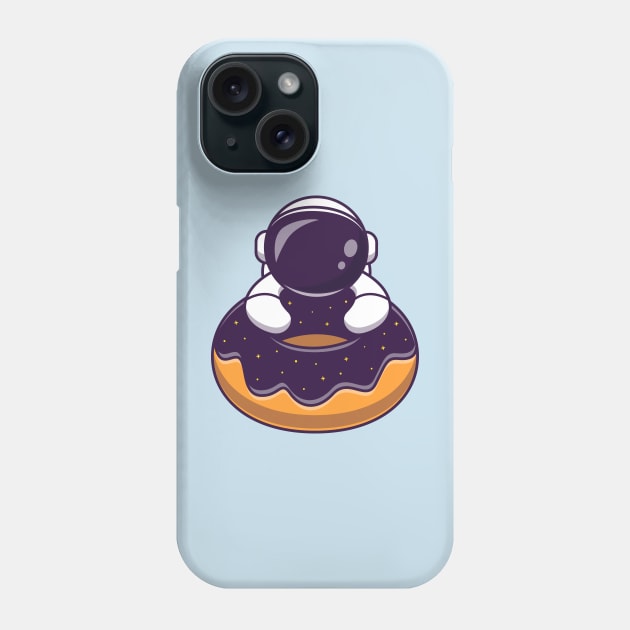 Cute Astronaut With Doughnut Space Cartoon Phone Case by Catalyst Labs