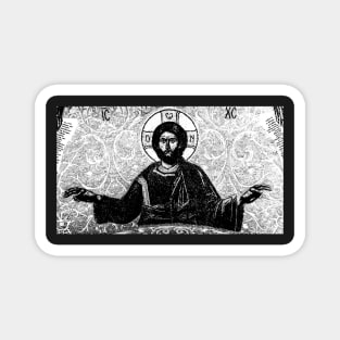 Eastern Orthodox Jesus Christ Pantocrator Icon Linocut Magnet