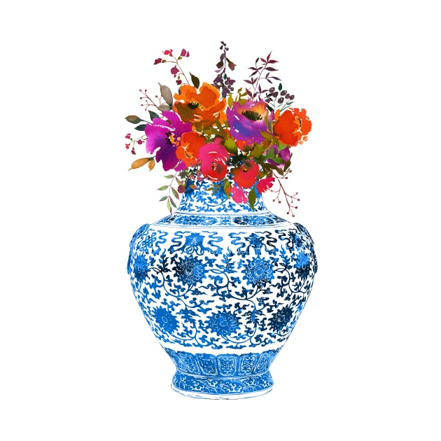 Chinese Ming Vase with Flowers by erzebeth