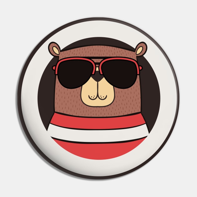 Papa Bear! Bear in Sunglasses Funny Fathers Day Pin by Just Kidding Co.