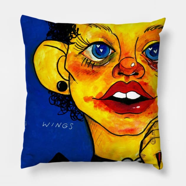 Fragile wings Pillow by Blue Afro