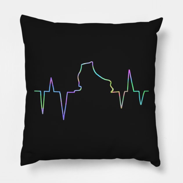 Neon ice skate heartbeat Pillow by Becky-Marie